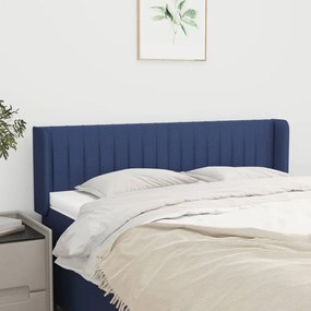 3119010 vidaXL Tăblie de pat cu aripioare, albastru, 147x16x78/88 cm textil