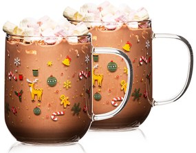 Cană de sticlă 4Home Hot&Cool Christmas time 350 ml, 2 buc