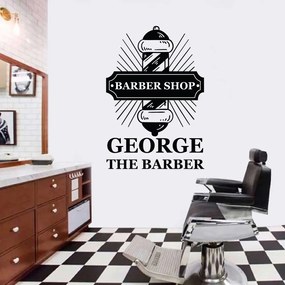 Sticker Decorativ Personalizat Salon Barber Shop / Frizerie, 47x68 cm, Negru, Oracal