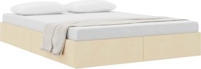 vidaXL Pat cu storage cu headboard Creme 140 x 190 cm țesătură