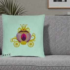 Perna Decorativa Trasura Regala Aurie, 40x40 cm, Verde Menta, Husa Detasabila, Perna Inclusa, BEKZ®