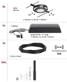 Paulmann 94418 - Set 5x LED 4,5W spot ROUNDMAC 230V negru