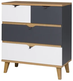 Comodă Mimone K4SZ (Stejar auriu + Alb mat + grafit). 1051783