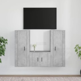 3188746 vidaXL Set dulapuri TV, 3 piese, gri beton, lemn prelucrat