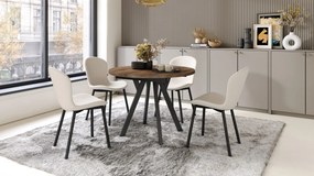 Mazzoni ALMO Nuc Elegant/picioare negre - MASĂ ROTUNDĂ EXTENSIBILĂ CU PICIOARE ÎN FORMĂ DE Y STIL LOFT PENTRU SALON/SUFRAGERIE