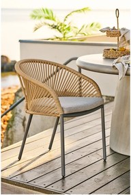 Scaun de grădină bej din metal/capitonat Novella – House Nordic