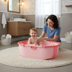 Cada de baie pliabilă din silicon pentru copii - roz
