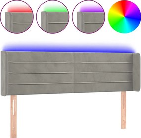 vidaXL Tăblie de pat cu LED, gri deschis, 147x16x78/88 cm, catifea
