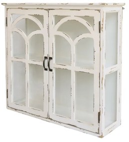 Vitrina de perete, din lemn masiv, cu aspect vintage