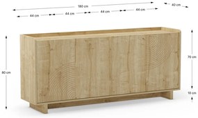 Comodă în culoare naturală cu aspect de lemn de stejar 180x80x40 cm Daira – Marckeric