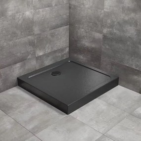 Cadita dus patrata Radaway Doros C Compact Stone 100x100 cm acril negru