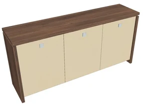 Dulap mic Verno 188 x 46 x 90 cm, uși de sticlă, nuc / vanilie