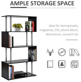 Homcom Bibliotecă cu Design Modern 4 Rafturi, Neagră, 80x30x145cm