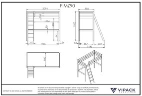 Pat copii PINO LOFT 90 X 200 CM ALB