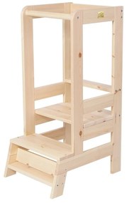 Turn de învățare în culoare naturală din lemn de pin Montessori – Meowbaby