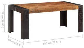 Masa de bucatarie, 180 x 90 x 76 cm, lemn masiv de mango 1, Maro inchis, 180 x 90 x 76 cm