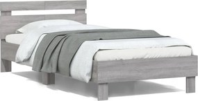 vidaXL Cadru de pat cu tăblie gri sonoma 100x200 cm lemn prelucrat