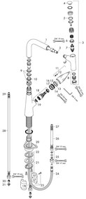 Baterie de bucatarie cu pipa extractibila, Hansgrohe, Talis Select M51 220, crom