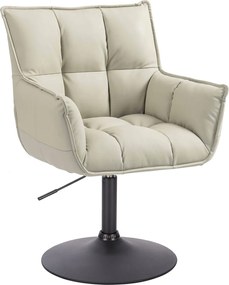 HR560N Scaun Ecru Piele Ecologica Premium Soft cu Bază Neagră