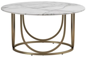 Măsuță de cafea albă-aurie, rotundă, cu aspect de marmură ø 79 cm Gwyneth – CosmoLiving by Cosmopolitan