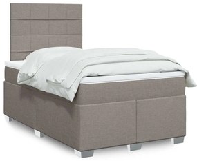 vidaXL Pat box spring cu saltea, gri taupe, 120x200 cm, textil