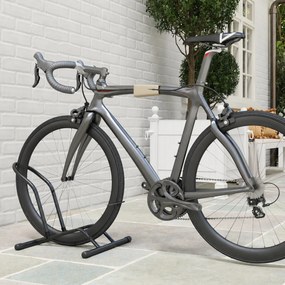 SPORTNOW Cavalet pentru Biciclete pentru Anvelope, Suport de Bicicletă de Podea din Oțel, 59x41x38 cm, Negru | Aosom Romania