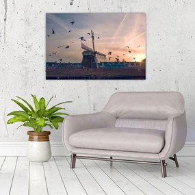 Tablou cu moară de vânt (90x60 cm)