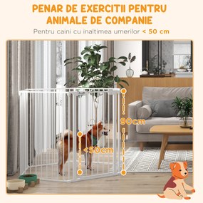 PawHut Tarc pentru Caini Pliabil Metalic pentru Iepuri cu Usa Interior si Exterior 90 x 123 x 102 cm Alb | Aosom Romania