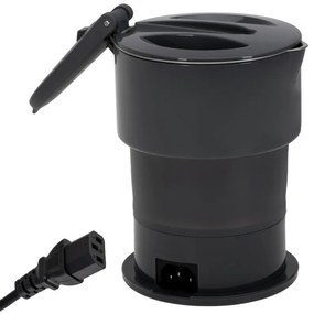Fierbator pentru calatorii Adler AD 1377, 600W, 0,6 l, Corp pliabil din silicon, Protectie la supraincalzire, Indicator luminos, Gri/Negru