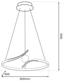 Lustră LED pe cablu PERLA LED/34W/230V negru