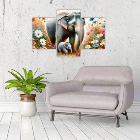 Tablou - Mama elefant, acuarelă (90x60 cm)