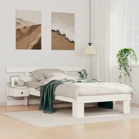 vidaXL Cadru de pat cu sertar cu headboard Alb 80 x 200 cm Lemn de brad solid