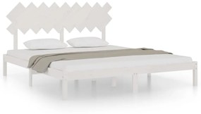 3104884 vidaXL Cadru de pat Super King, alb, 180x200 cm, lemn masiv