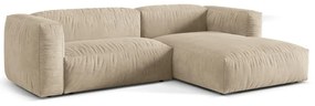 Colțar modular bej cu tapițerie din catifea (cu colț pe partea dreaptă/cu șezlong) Martina – Micadoni