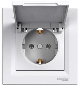 Priza simpla cu capac, IP20, alba, Schneider Asfora