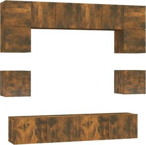 vidaXL Set dulap TV, 8 piese, stejar fumuriu, lemn prelucrat