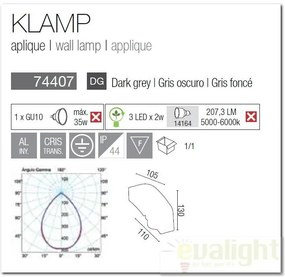 Aplica de perete exterior IP44 Klamp 74407