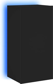 vidaXL Comodă TV de perete cu lumini LED, negru, 40,5x35x80 cm