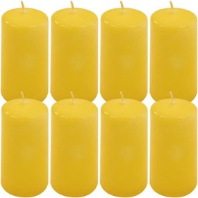 Set de lumânări pilon, 10 cm, Ø 5 cm, galben, 8 buc.