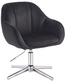 HR2055CROSS Scaun Neagră din Catifea cu Bază Cromata
