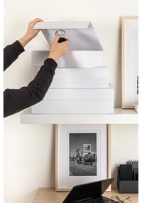 Cutii de depozitare albe 3 buc. din carton cu capac, decorative 42,5x29,5x13 cm Kian Paper Laminate – Bigso