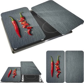 Set 2 protecții din sticlă pentru aragaz Wenko Cayenne, 52 x 30 cm