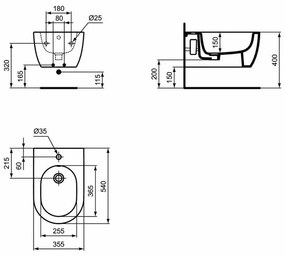 Bideu suspendat Ideal Standard Atelier Blend Curve, alb - T375001