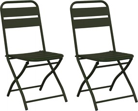 vidaXL Scaun pliabil pentru grădină 2 pcs Verde 42 x 52 x 82cm
