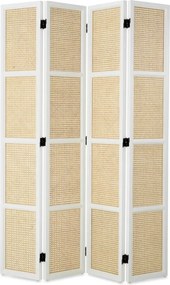 Paravan decorativ LUX, Lemn, Rattan, Bahamas alb