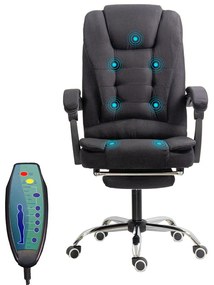 Scaun birou textil negru cu masaj in 7 puncte OFF 4181M, rabatabil, suport picioare, confort maxim