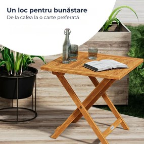 Măsuță VITEK din lemn de acacia, 46x46x46cm, maro Casaria