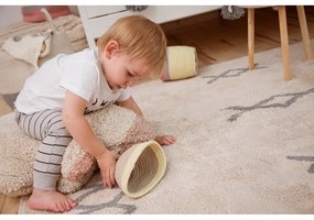 Covor albastru/crem lavabil/țesut manual din bumbac 120x160 cm Atlas Natural – Lorena Canals