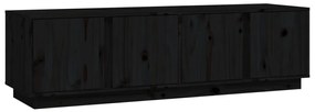 Comoda TV, negru, 140x40x40 cm, lemn masiv de pin