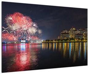 Tablou cu artificii in Singapur (90x60 cm)